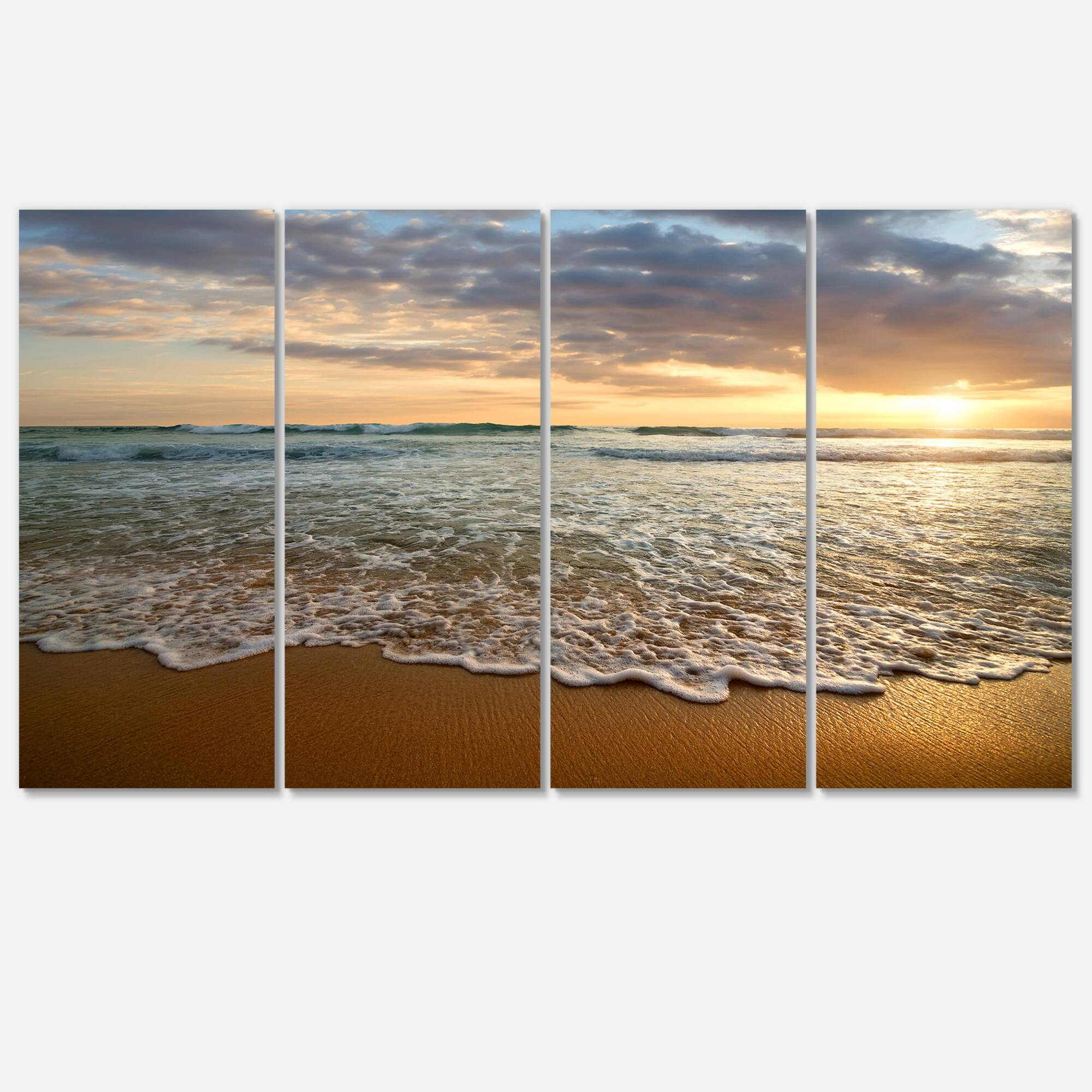 Designart - Bright Cloudy Sunset in Calm Ocean